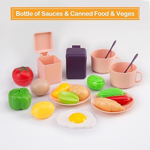 Miniatura 4 de 118 piezas de mini accesorios de cocina para niños, juego de cocina de simulación con utensilios de cocina, vajilla y 2 juegos de frutas, regalo de