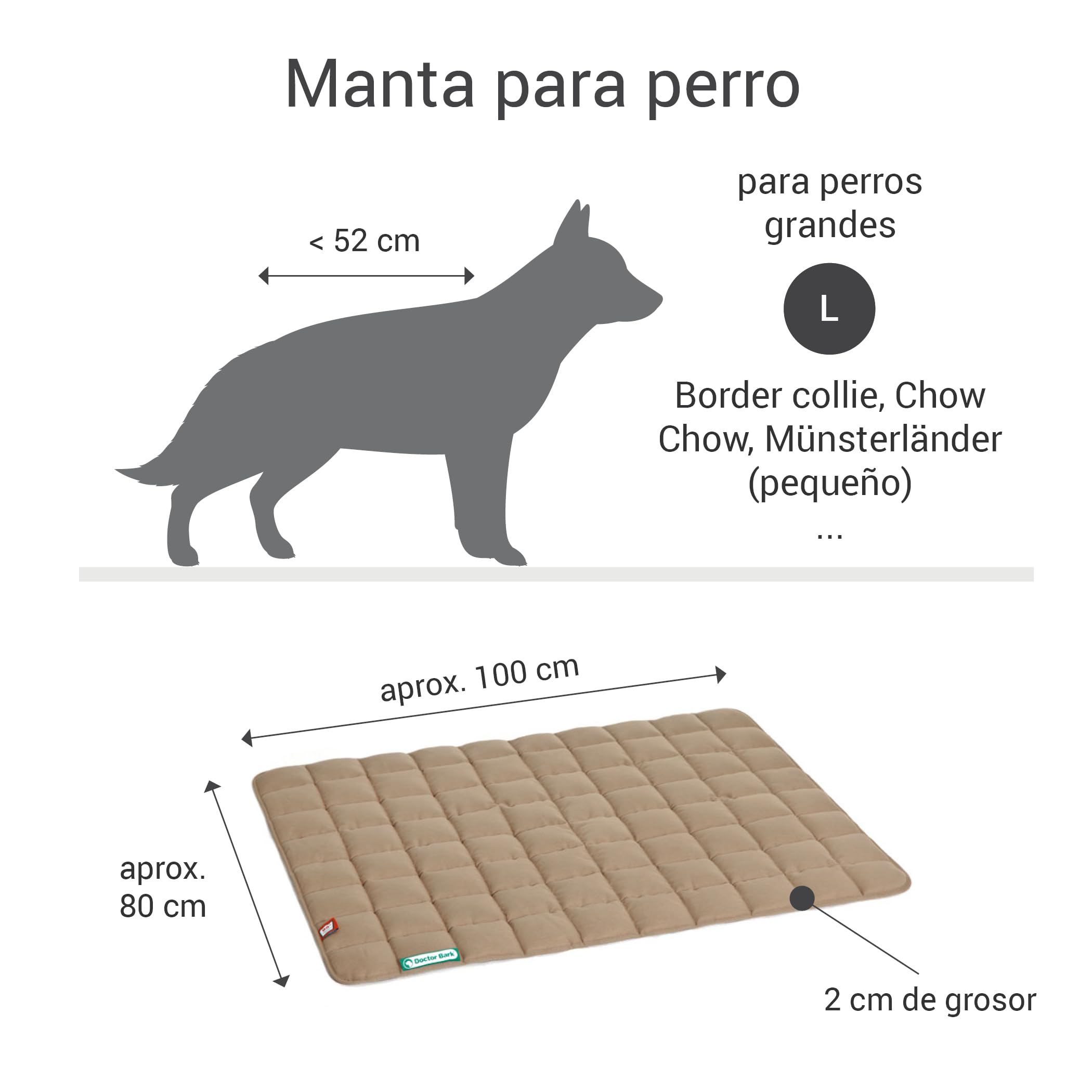 Doctor Bark Manta para Perros - Suave e hipoalergénica, Resistente a los arañazos y Duradera, Lavable a 95°C - Disponible en Diferentes tamaños y Colores(L, Caramel/Verde)