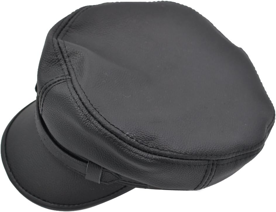 Men's Leather Greek Fisherman Sailor Fiddler Driver Hat Flat Cap - Image 5