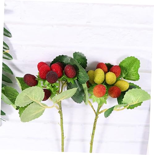 Miniatura 2 de 4 piezas de fresa artificial Nomes Decoración de Navidad de rama de fresa falsa decoración de mesa de comedor Decoración de mesa de cena de fresa