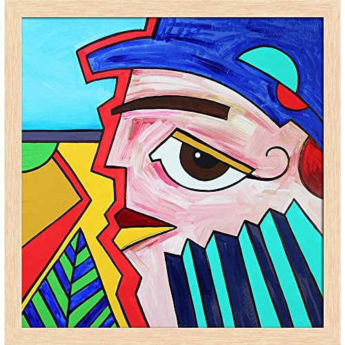 ArtzFolio Art Composition of Man Face Profile Canvas Painting Natural Brown Wood Frame 16 X 16.4Inch