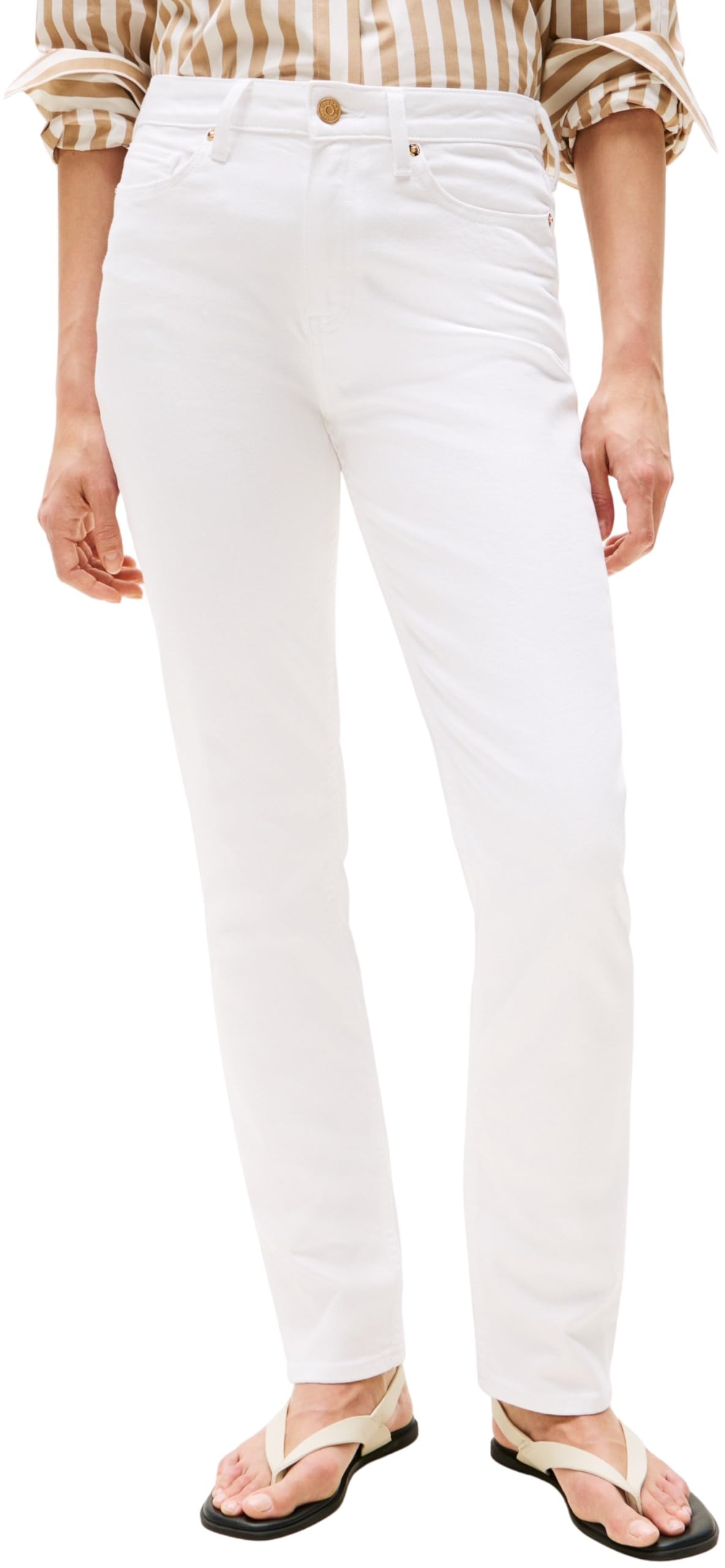 Tommy Hilfiger Women's White Slim Fit Mid Rise Jeans, White (White), 28W/27L