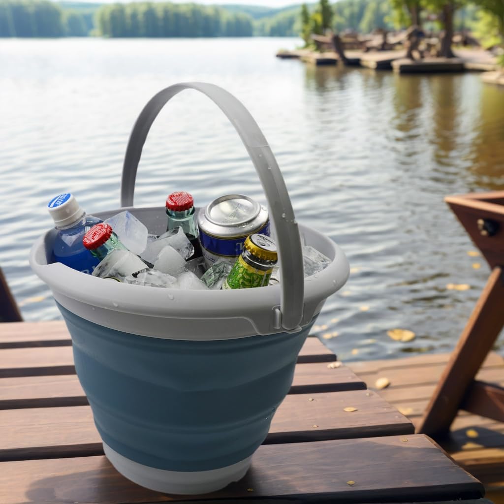 Secchio pieghevole in plastica da 8.5 L, pieghevole, rotondo, secchio per l'acqua portatile per la pesca,
