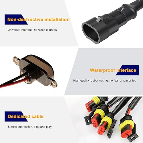 Miniatura 3 de Dickno 3 luces de parrilla para automóvil, luces LED ámbar brillante con arnés de cableado, lámparas de parrilla frontal impermeables, lámparas de