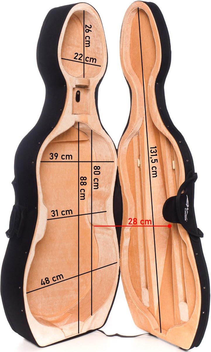 Schiuma Custodia per Violoncello 4/4 Classic Nero, Beige M-case