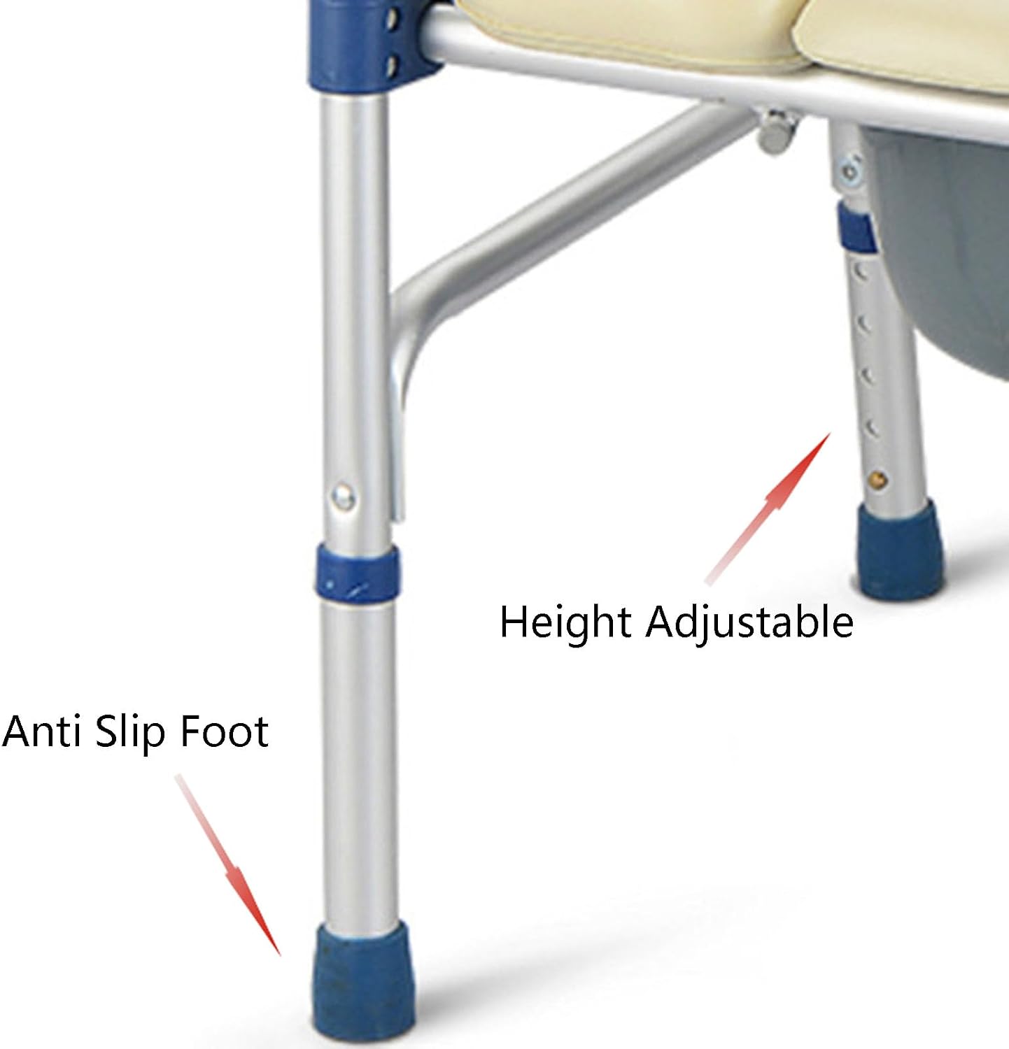 Bedside Commode with Back, Armrests, Padded Toilet Seat, Height Adjustable Medical Elderly Assistance Potty Chair, Folding Bedside Commode,Shower Chair for Seniors, Elderly, Handicap, White