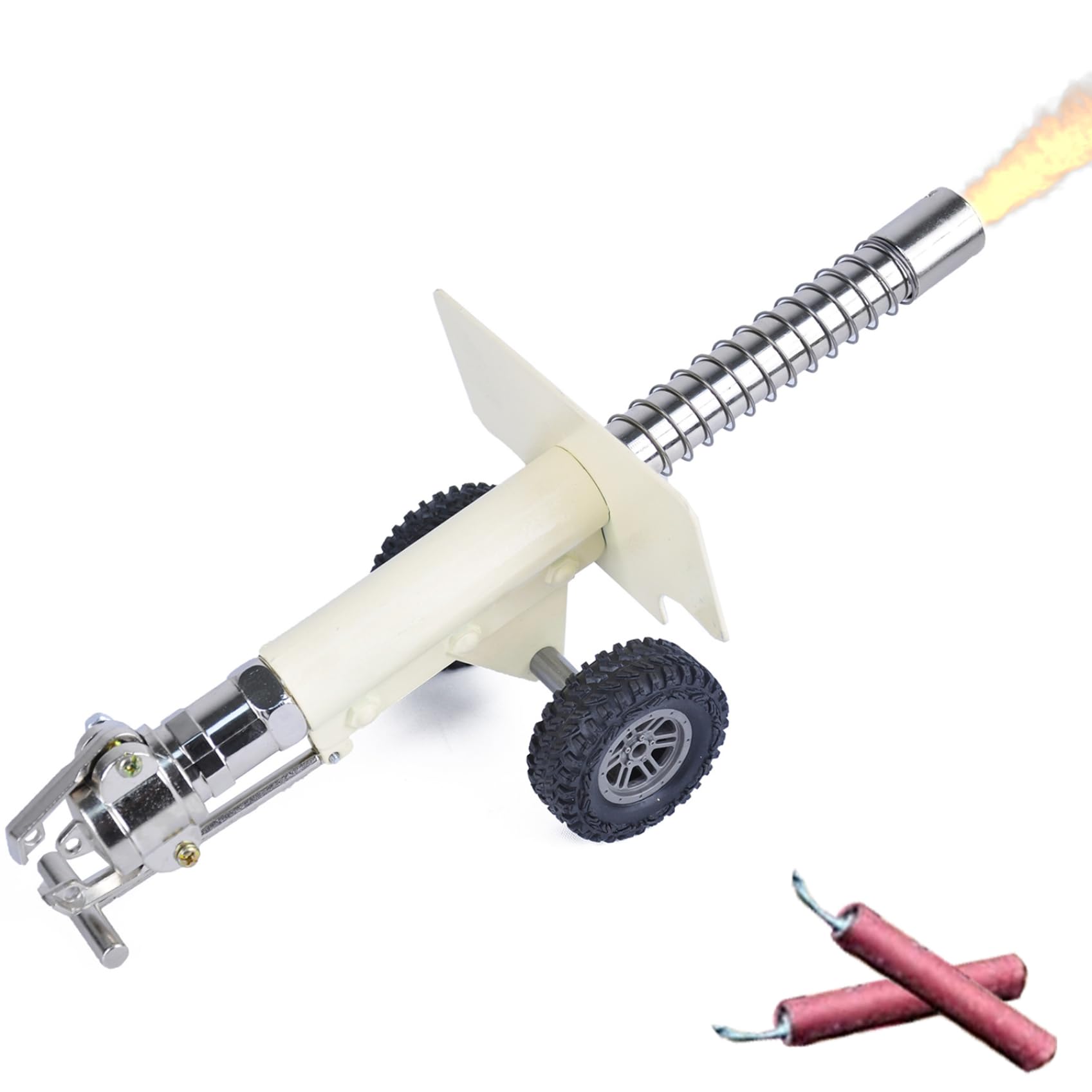 Otbushit Mini Cannon Exquisite Realistic Firecracker Cannon Model with Spring Mechanism, for Desktop Decor, Outdoor Games and Collector Present