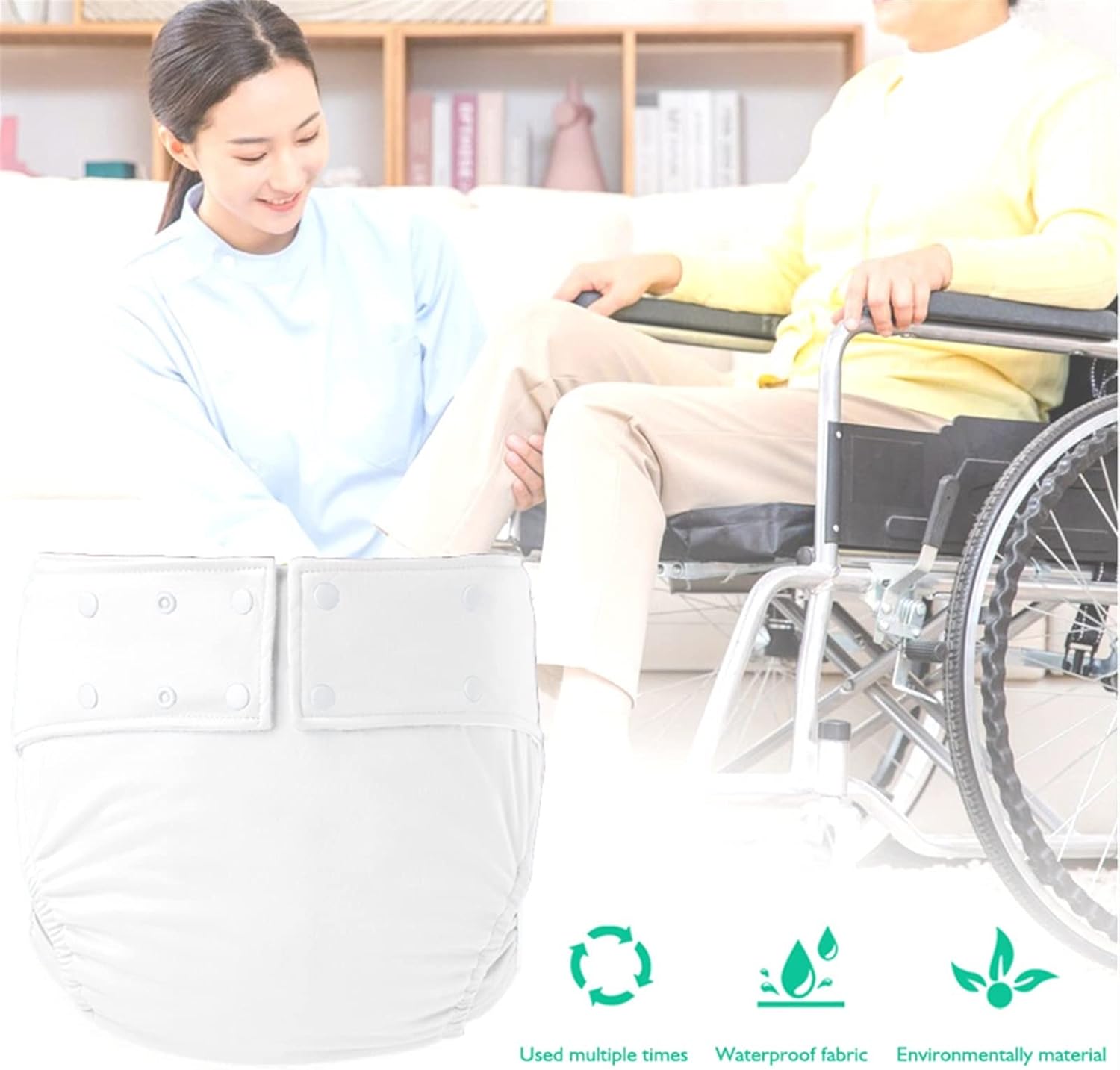 Washable Elastic Adjustable Reusable Cloth Diaper for Old Man Incontinence and Teen Special Needs (Color : C, Size : Medium)