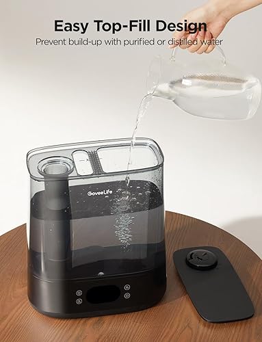 Miniatura 6 de GoveeLife Humidificadores inteligentes para dormitorio, llenado superior de niebla fría de 6 litros para habitación grande, sensor de humedad, modo