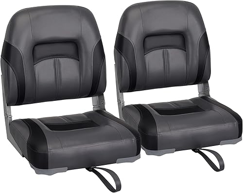 Miniatura 18 de Leader Accessories Un par de asientos plegables Elite para barco de pesca con respaldo bajo/alto (2 asientos)