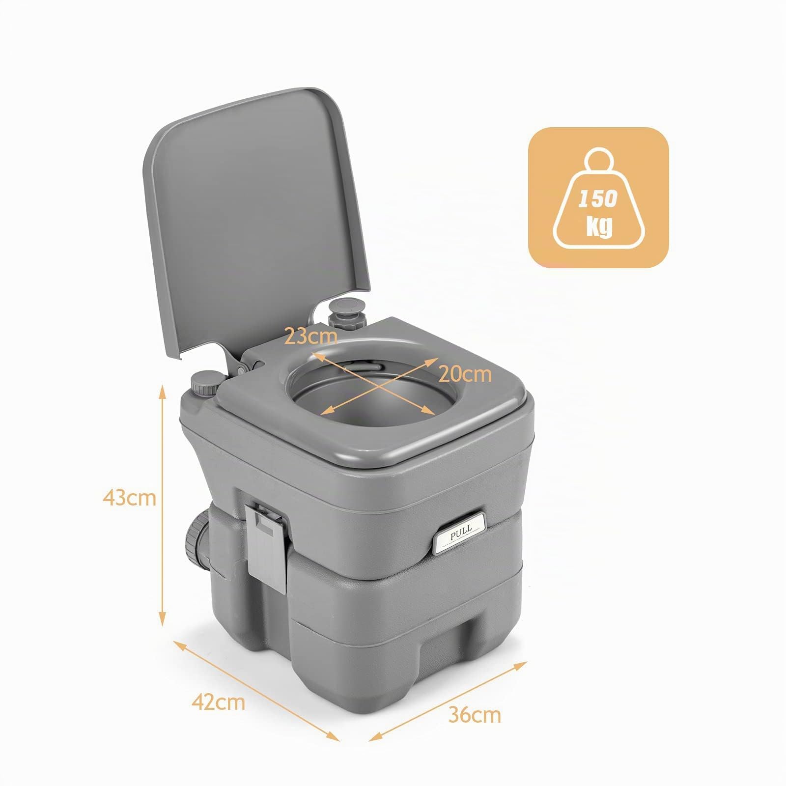 GOPLUS - Inodoro de 20 l, secador portátil, WC químico móvil para RV, coches de viaje de HDPE, carga 150 kg, 41 x 35 x 41 cm (gris)