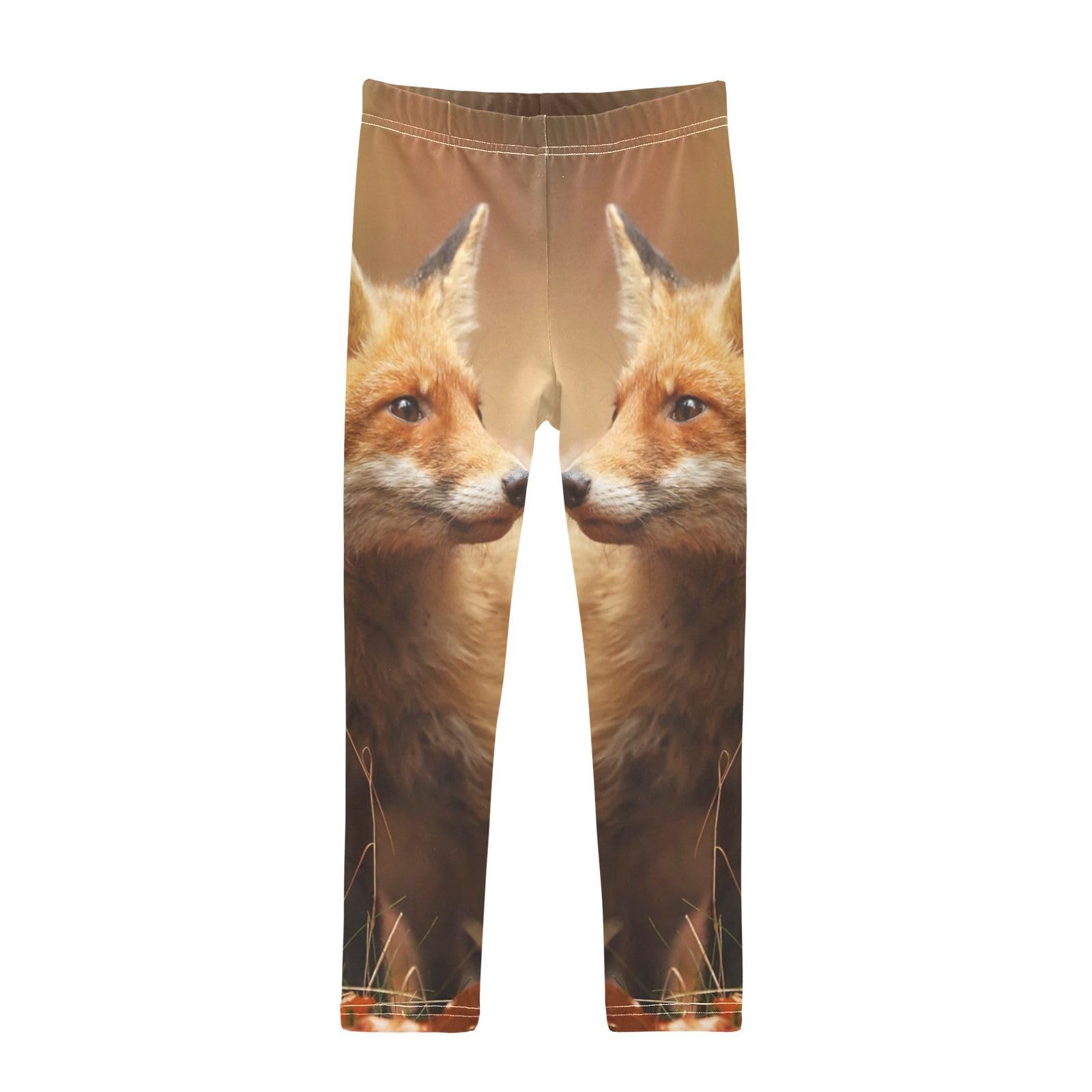 Youjuner Girls Multicoloured Leggings Cute Fox Print Decor Full Length Trousers Stretchy Casual Wear Kids Pants For Age 4-10 Child