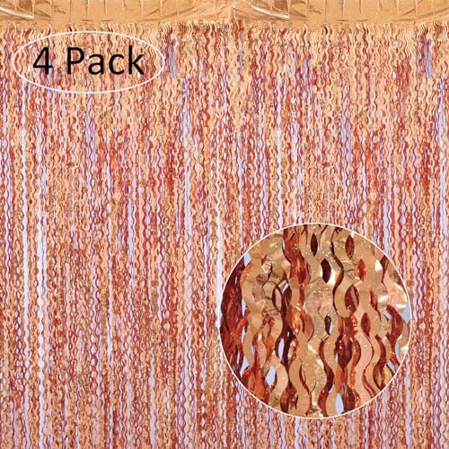 Pack de 4 Cortinas Naranja de Foil 3.3x6.6 pies miniatura 2