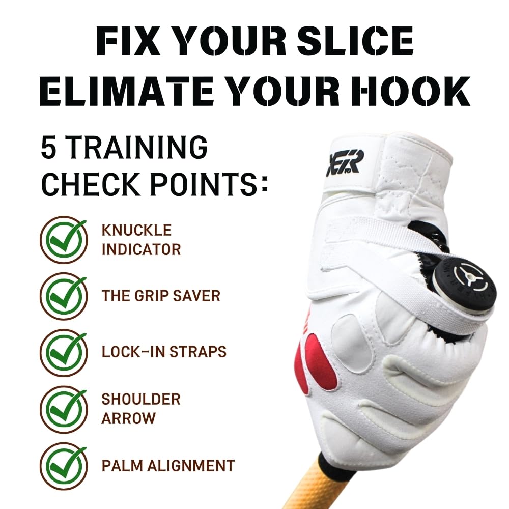 XEIRPRO Golf Grip Trainer Glove - Golf Grip Training Aid Made for Fixing Slice & Elimating Hook - Optimal Grip with 100% AAA Synthetic Tacky Leather Golf Gloves (Women's Small)