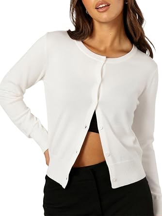 Berydress Cropped Cardigan Sweaters Women 2026 Long Sleeve Button Up Shrug