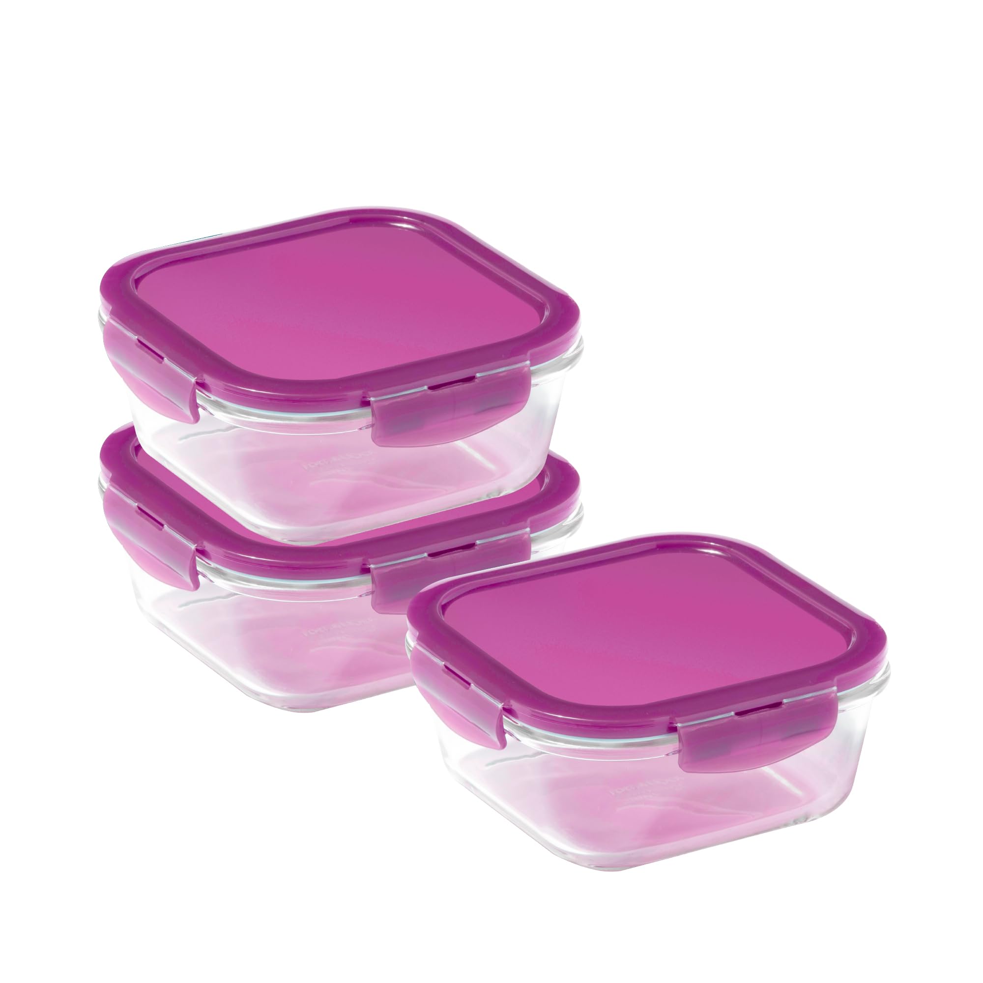 LocknLock Eco Ovenglass Glass Food Containers with Lids Set of 3 - Airtight, Leakproof Square Food Storage Containers with Recycled Plastic Lids, Oven Safe, Dishwasher Safe, 3 x 750ml