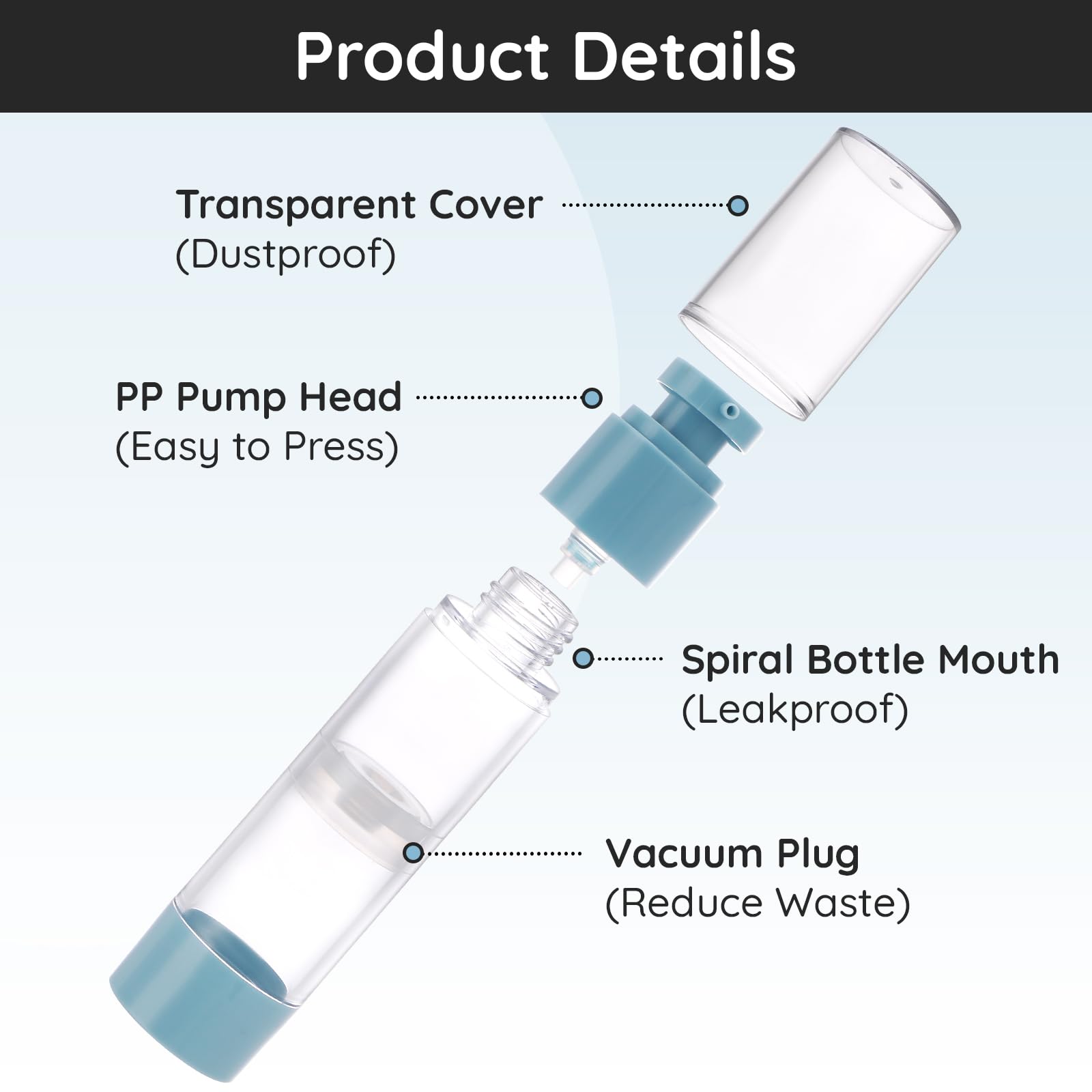 Segbeauty Crema Mani Dispenser, 3 Pezzi 50ml Airless Flaconi, Dosatore Contenitore Bottiglie, Leggero e Portatile, Airless Porta Crema Pump di Plastica, Contenitori da Viaggio per Liquidi