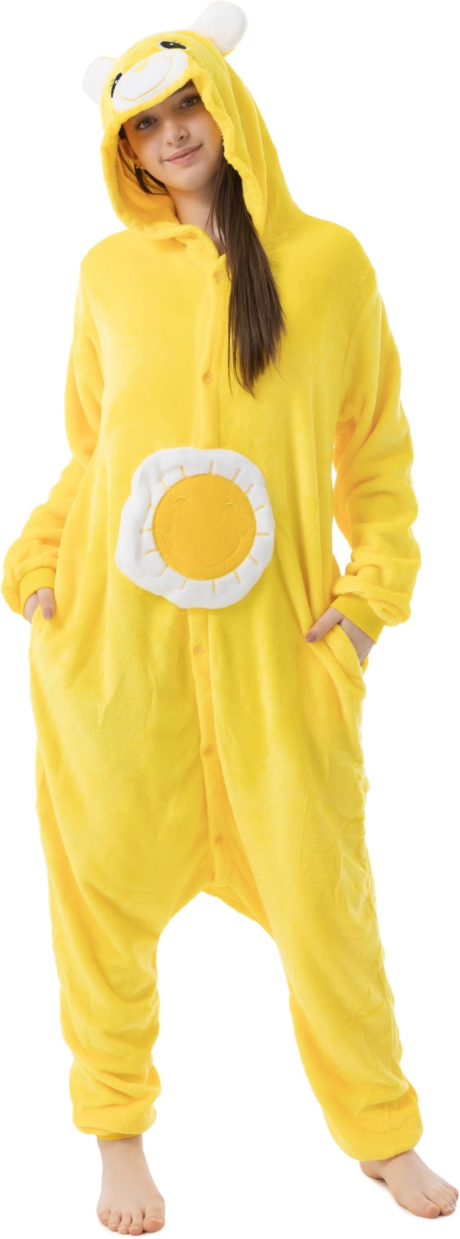 1744 Care Bears Outfit, Onesie Jumpsuit, Cute Animal Costume, Cosplay Overall, Funshine Bear - 145-155cm (S)