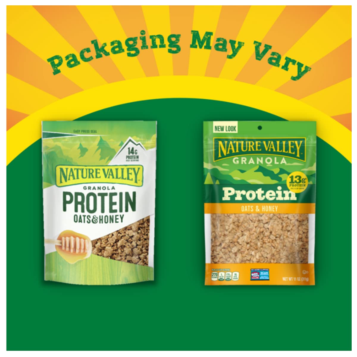 3G Enterprises Nature Valley, High Protein Granola, Oats and Honey, 11oz Bag (2 Bags)