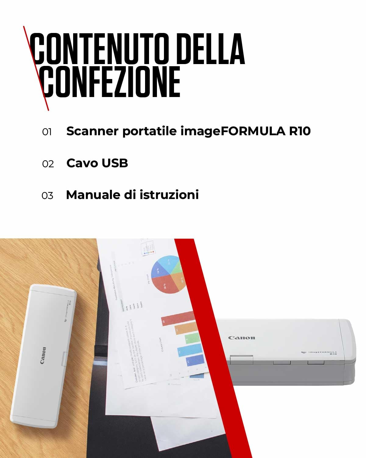Canon Scanner Portatile imageFORMULA R10 | Scanner Fronte-Retro per Casa e Ufficio | Alimentato via USB | Fino a 12 Pagine al Min | Alimentatore Automatico da 20 Fogli | Software CaptureOnTouch Lite