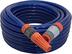 Mangueira de jardim siliconada flexivel e resistente ao sol que não dobra e leve de 15 metros com esguicho engate adaptador de torneira (azul)