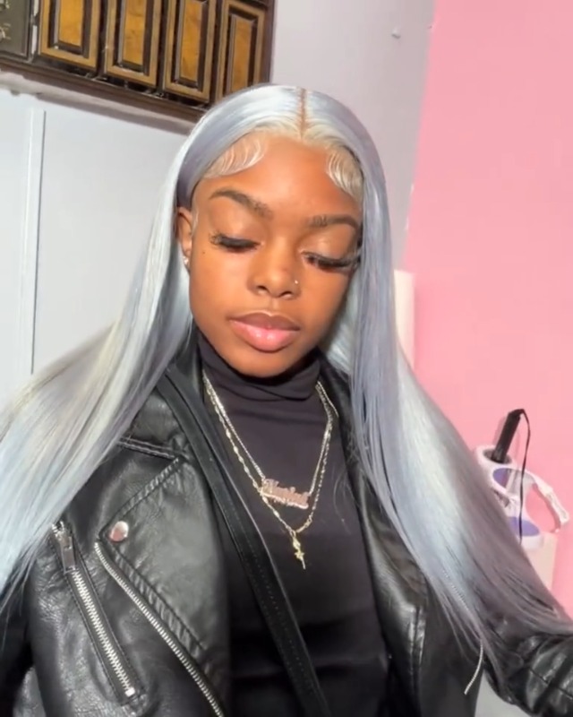 Amazon.com : hoshee 200% Density Silver Grey Lace Front Wigs Human
