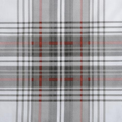 Image of Eddie Bauer - Queen Comforter Set, Reversible Cotton Bedding with Matching Shams, Plaid Home Decor for All Seasons (Alder Grey /Red, Queen)