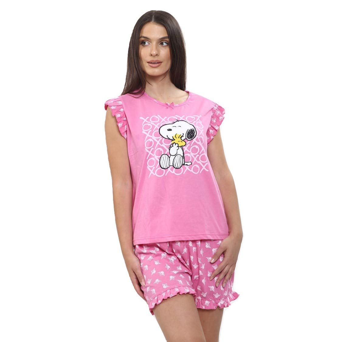 Ex High Street Brand Womens Pyjama Sets Shorts PJs Snoopy Pyjamas (Pink, M)