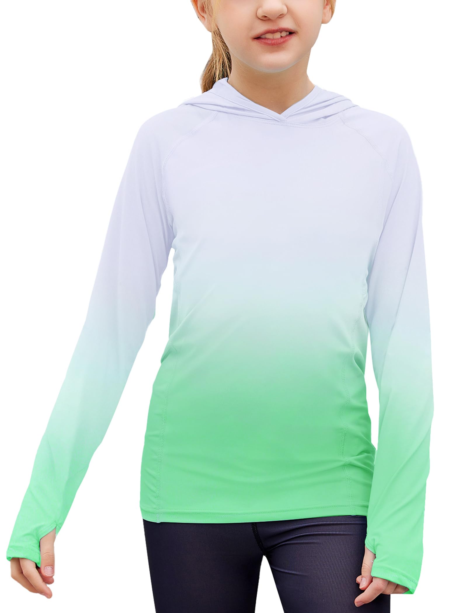 Kids UPF 50+ Sun Shirt Girls UV Protection Long Sleeve Athletic Hoodies