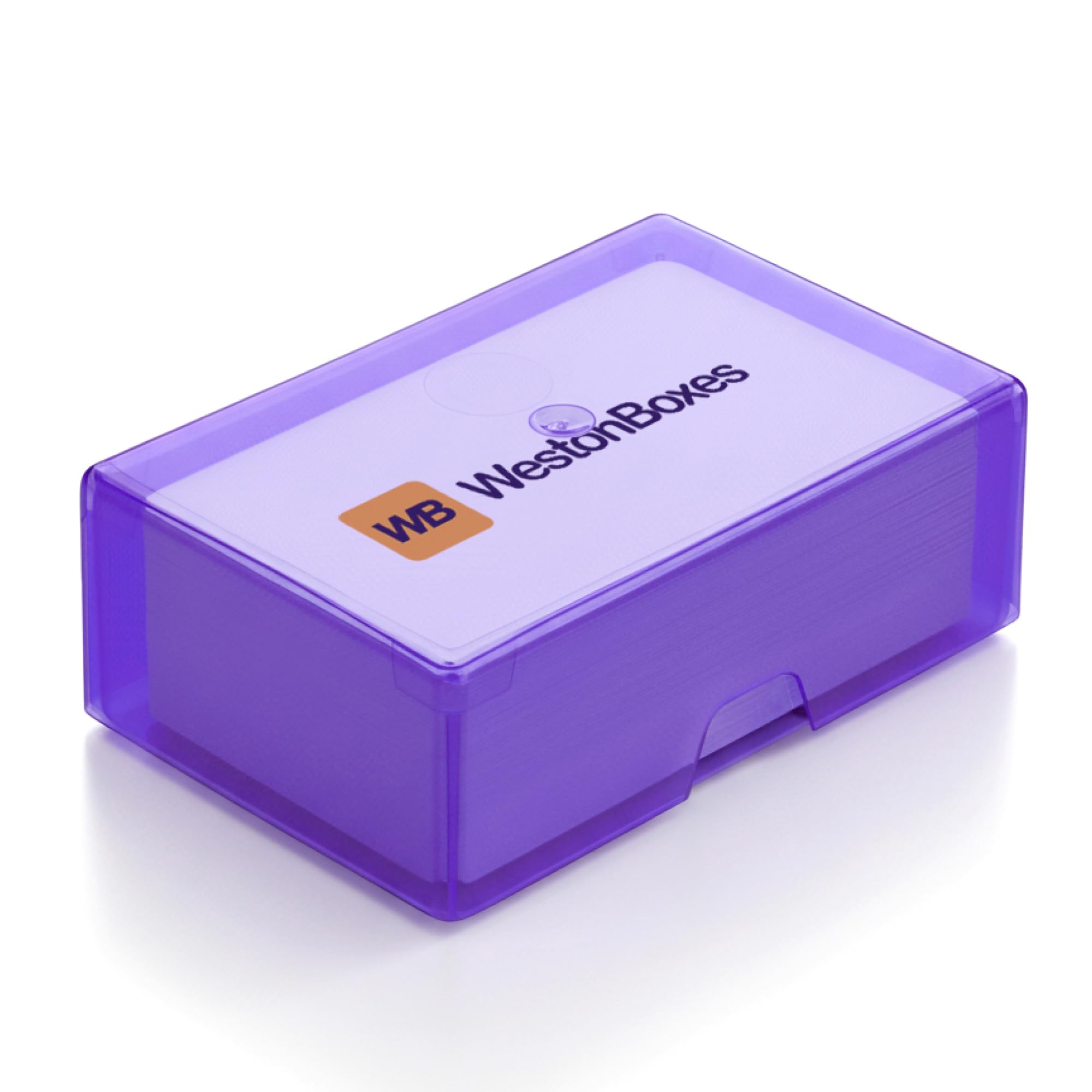 WestonBoxes Plastic Business Card Boxes - Holds 125 Business Cards - 35mm Deep (Purple, Pack of 50)