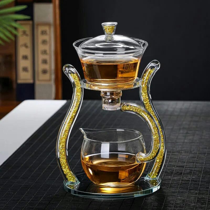 RAEF Théière en Verre Transparent, Service à thé Paresseux Domestique, Service à thé magnétique, Service à thé Semi-Automatique à Haute teneur en Borosilicate