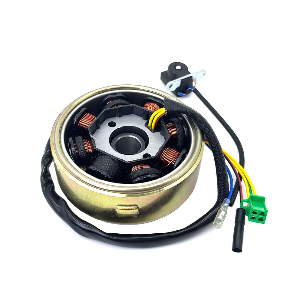 GY6 Magneto Stator Flywheel Rotor Kit,8 Coil Copper Stator for GY6 125cc 150cc 152QMI 157QMJ Scooter Moped ATV Go-Kart Engine,High Performance Flywheels with Flywheel Puller&Clutch Lock Tool (8 Coil)