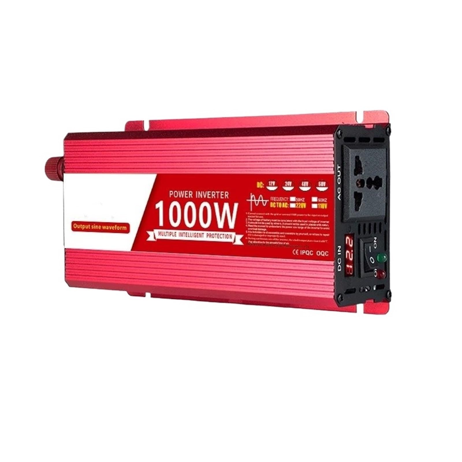 Convertidor Inversor Universal Onda Sinusoidal Pura 1800 W/2200 W/3000 W Convertidor Potencia 50/60 Hz CC 12 V 24 V 48 V 60 V A 110 V-240 V con Pantalla LCD Transformador(1000W,12V,220V-240V 50HZ)