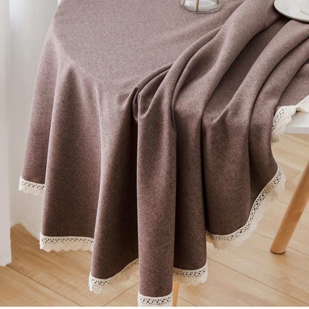 Mantel redondo marrón oscuro de 180 cm, funda de tela sólida para fiestas, banquetes, decoración de mesa, vajilla elegante y fácil de limpiar, perfecto para eventos
