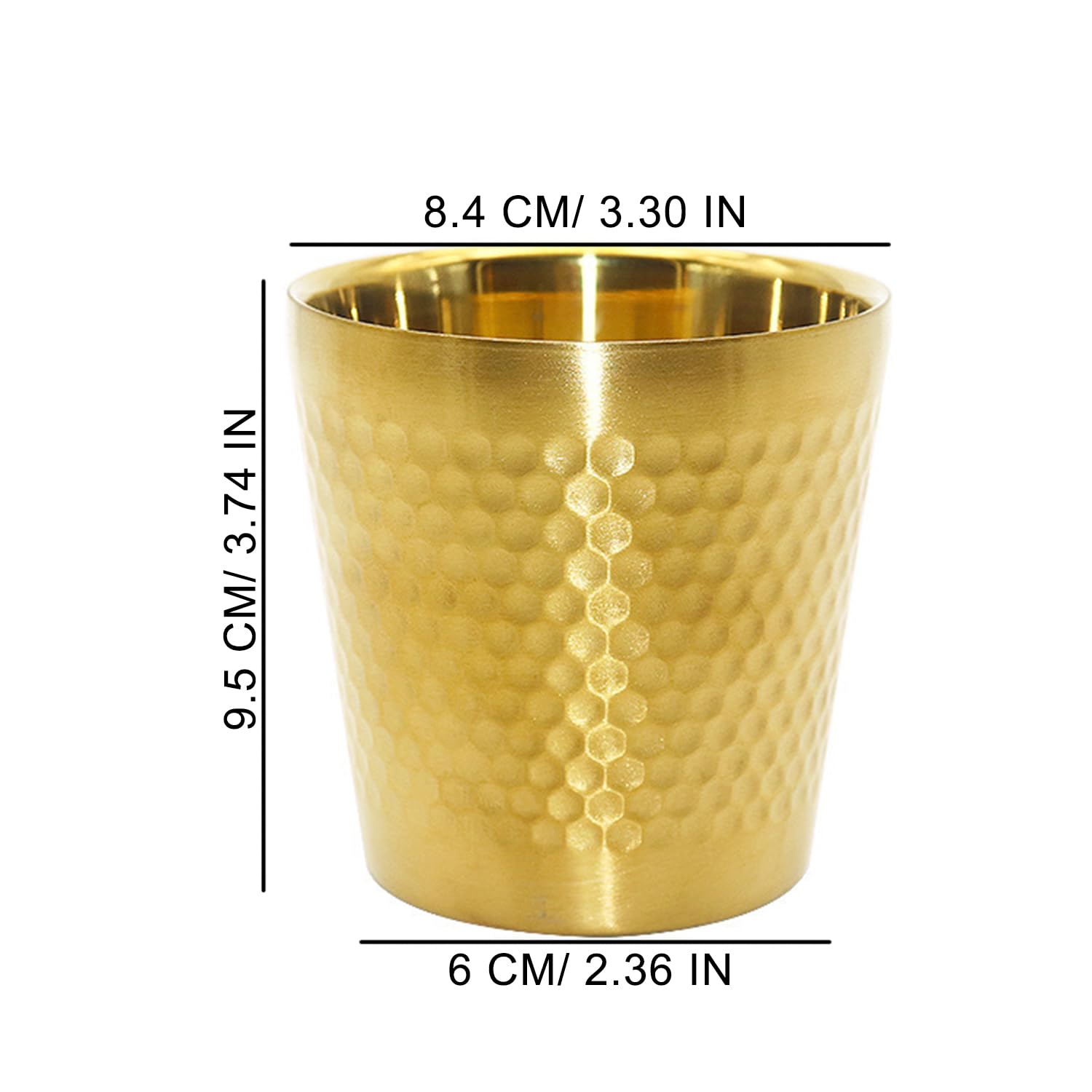Lot De 4 Gobelets Acier Inoxydable Double Paroi 175 Ml - Incassables Dorés - Intérieur & Extérieur