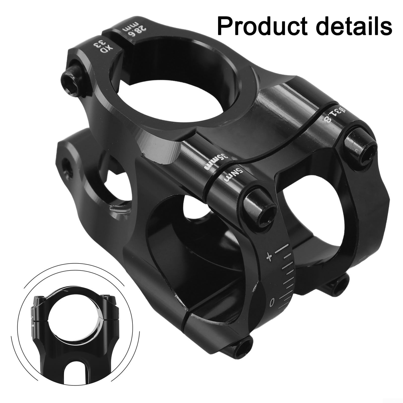 Attacco manubrio per mountain bike CNC da 31,8 mm, design ultra leggero in lega di alluminio, stelo cavo in lega di alluminio ad alta resistenza per MTB/strada/ciclismo in discesa (nero)