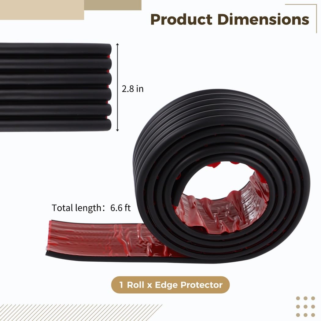 Tira protectora de bordes de PVC suave extra ancha con adhesivo fuerte, parachoques de seguridad para muebles para esquinas y bordes afilados