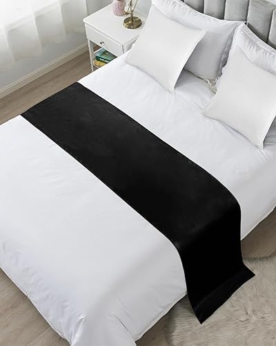 ZFUNCING Solid Art - Caminos de cama minimalistas de color negro puro para dormitorio, hotel, bufanda decorativa de color liso, color oscuro, manta