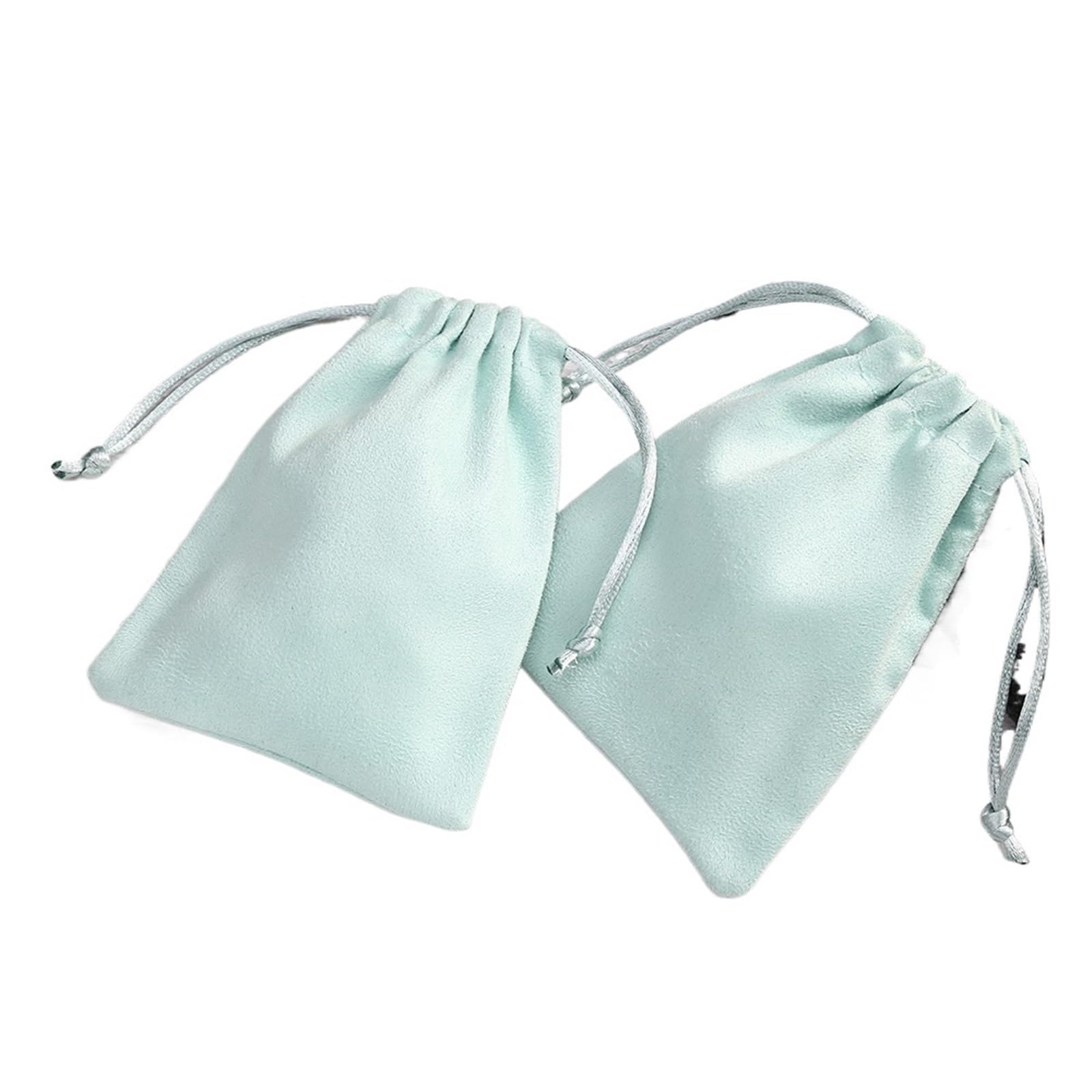 WEOKDFHA Jewelry Storage Bag 50pcs Flannel Jewelry Packaging Pouches Wedding Favor Bag Velvet Drawstring Pouch For Cosmetic Makeup(Light Green,9x12 cm)