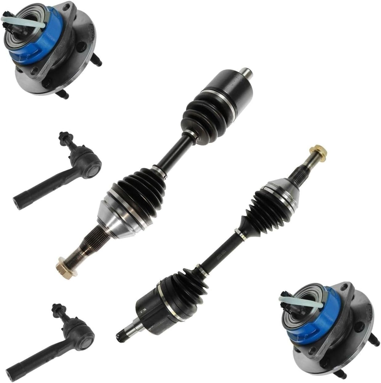 CV Axle Shaft Outer Tie Rod Wheel Hubs Front Kit Set of 6 Ball Bearing Type Sealed-Greasable or Sealed for Montana for Grand Prix for Silhouette for Venture 1219392532 223-9834