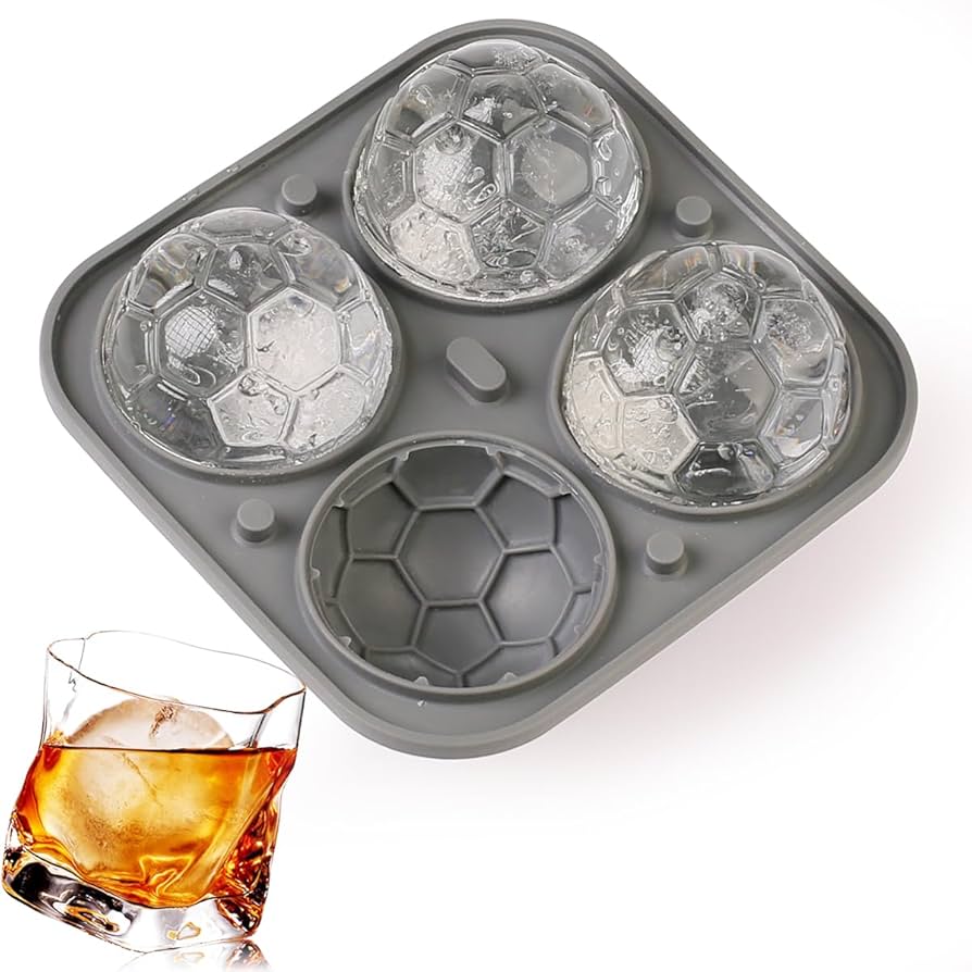 ★アイスキューブ 製氷皿　ボール型氷球モールド　食器洗い機対応　黒のサッカー ☆アイスキューブ 製氷皿 ボール型氷球モールド 食器洗い機対応