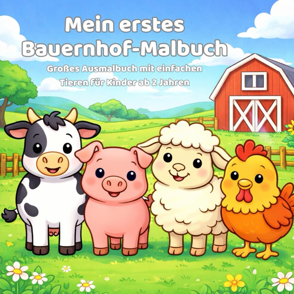 Mein erstes Bauernhof-Malbuch: Großes Ausmalbuch mit einfachen Tieren für Kinder ab 2 Jahren