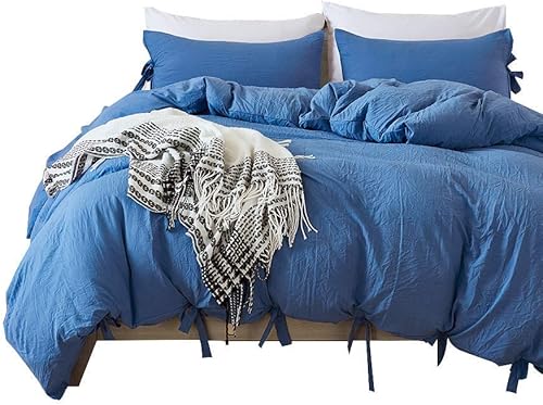 Miniatura 7 de DREFEEL Juego de funda de edredón de microfibra lavada con piedra vibrante, calidad egipcia, tamaño individual, 2 piezas (1 funda de edredón, 1