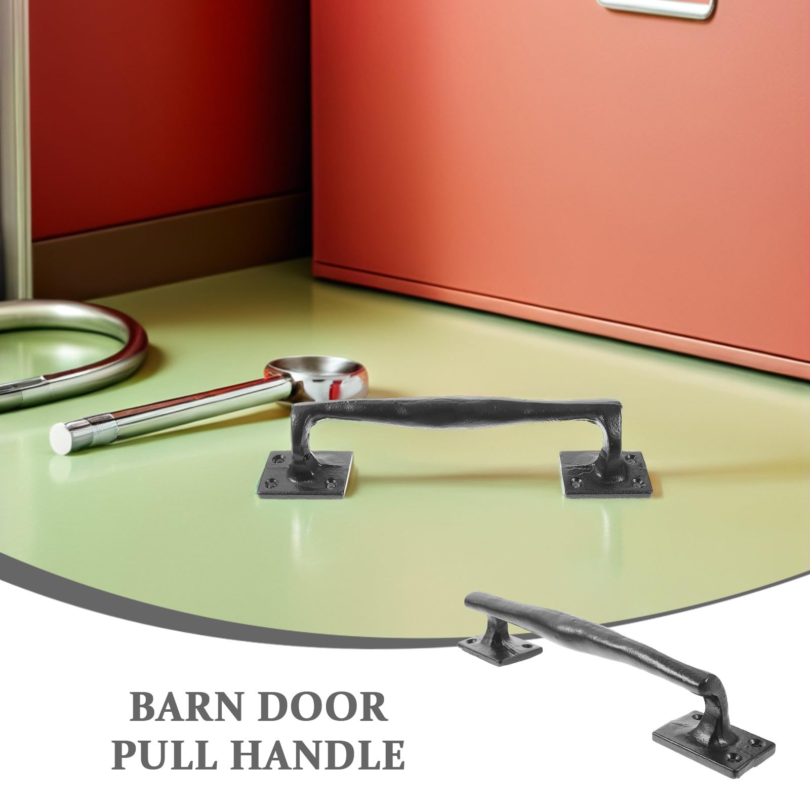 Lot de 2 poignées de porte coulissante de style grange - Poignée en fonte noire de 24,5 cm (9,65 pouces) - Quincaillerie rustique de style ferme - Poignée en métal robuste pour portes