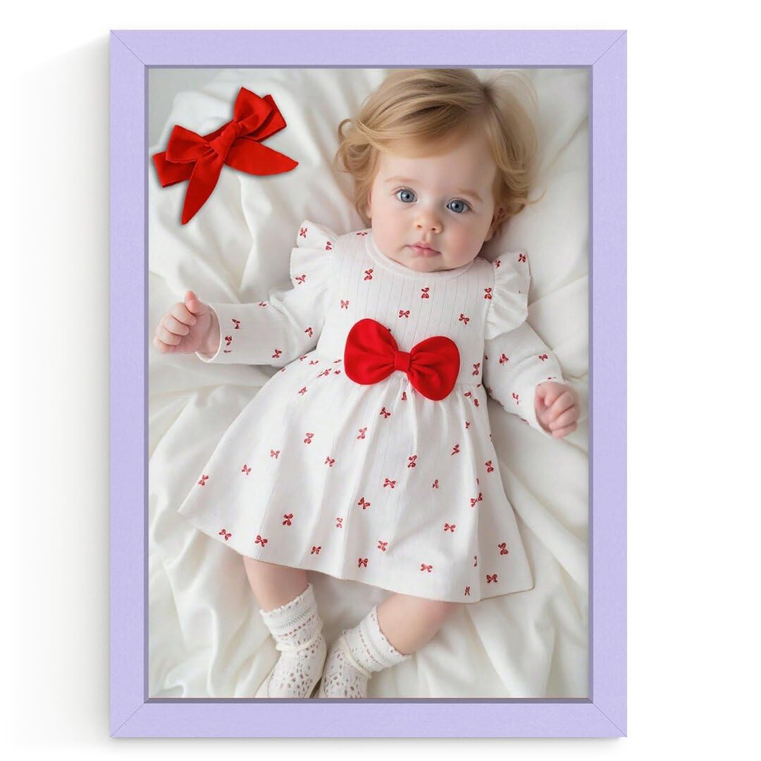 Procut Global Purple 26x16 Modern Picture Frame for Nursery, Baby Gift - Photo Frame with Perspex Front, Wall or Tabletop Display - Keepsake for Newborn, Baby Shower & First Photo Memories