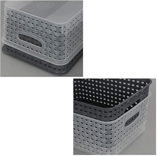 Miniatura 3 de Paquete de 6 cestas pequeñas de tejido, contenedores de almacenamiento de plástico