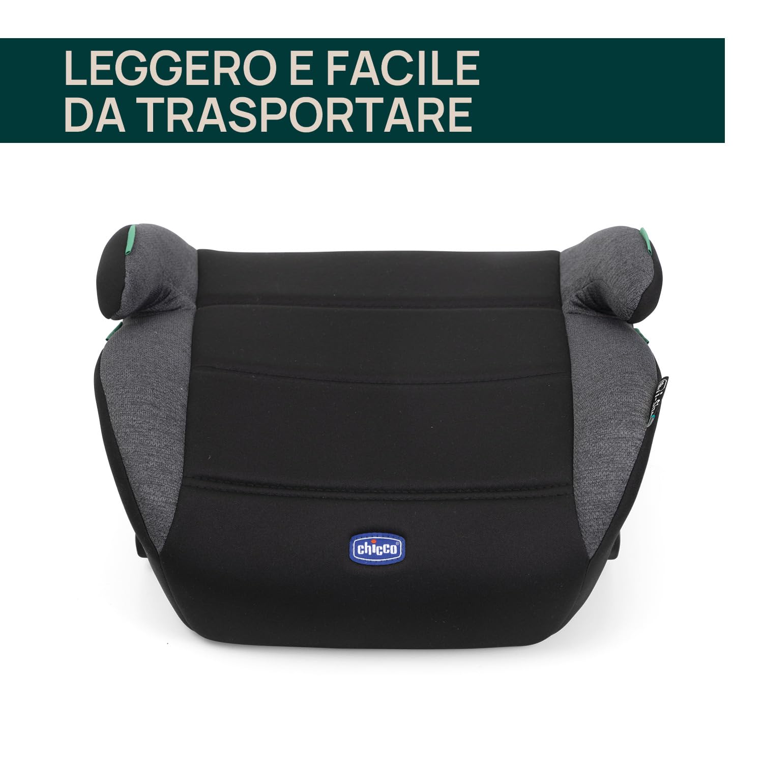 Chicco Quasar Fix i-Size, Seggiolino Auto Bambini 7-12 Anni (126-150 cm), Peso 23-36 kg, Gruppo 3, Facile da Installare con Sistema Isofix, con Braccioli Imbottiti e Seduta Confortevole, Nero