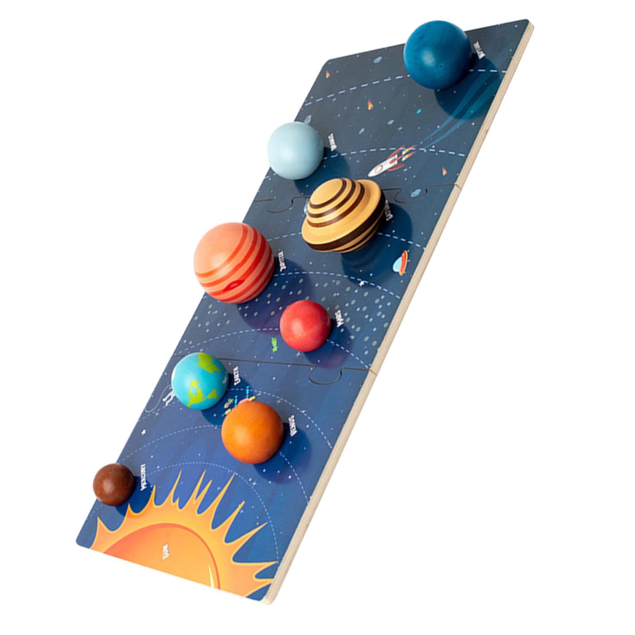 POPETPOP Rompecabezas de Planetas de Madera para Niños, Juguete Educativo Montessori del Sistema Solar, Desarrolla Creatividad y Mejora Memoria en Niños