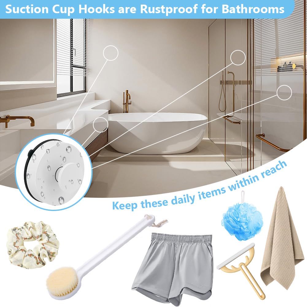 Segus Crochet Ventouse, 4 Pièces Patere Salle de Bain, Porte Serviette Ventouse, Crochet Salle de Bain, Étanche et Réutilisable, pour Serviette, Cuisine Accessoires (Argent