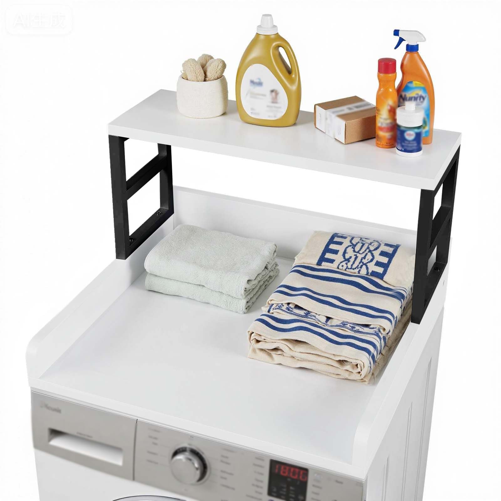EOSVALO Lavatrice-asciugatrice piano di lavoro, 60T x 60B X 44H CM asciugatrice piano di lavoro singolo con imbottitura antiscivolo e bordi arrotondati (Bianco, 60 x 60 x 42.1 CM)
